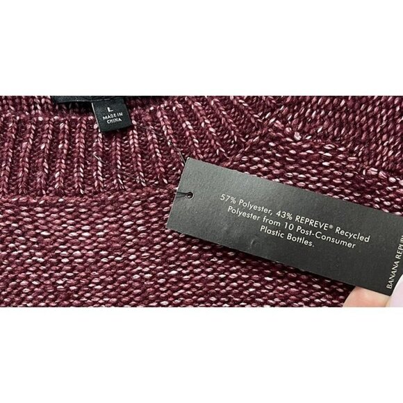 Banana Republic women sweater Burgundy Size Large Pullover, Crew Ribbed Neck NWT - Picture 4 of 4